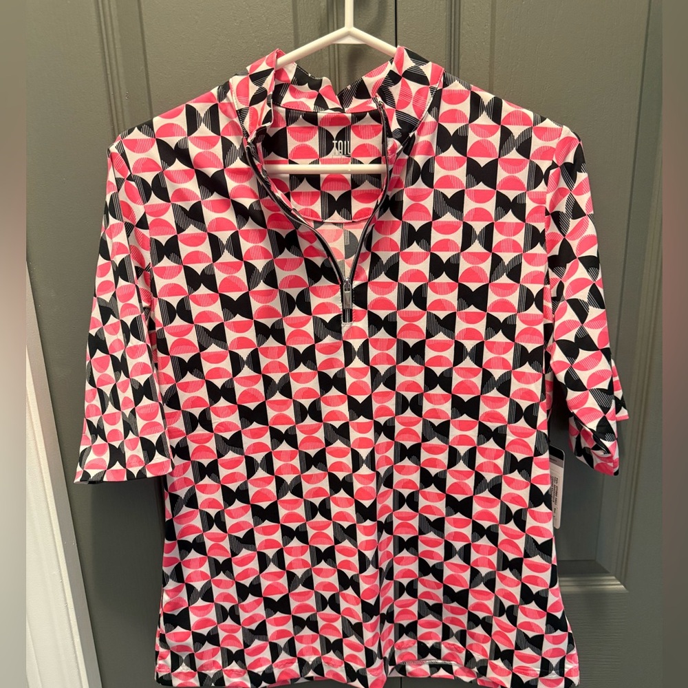 TAIL Black Pink White Zip Golf Polo